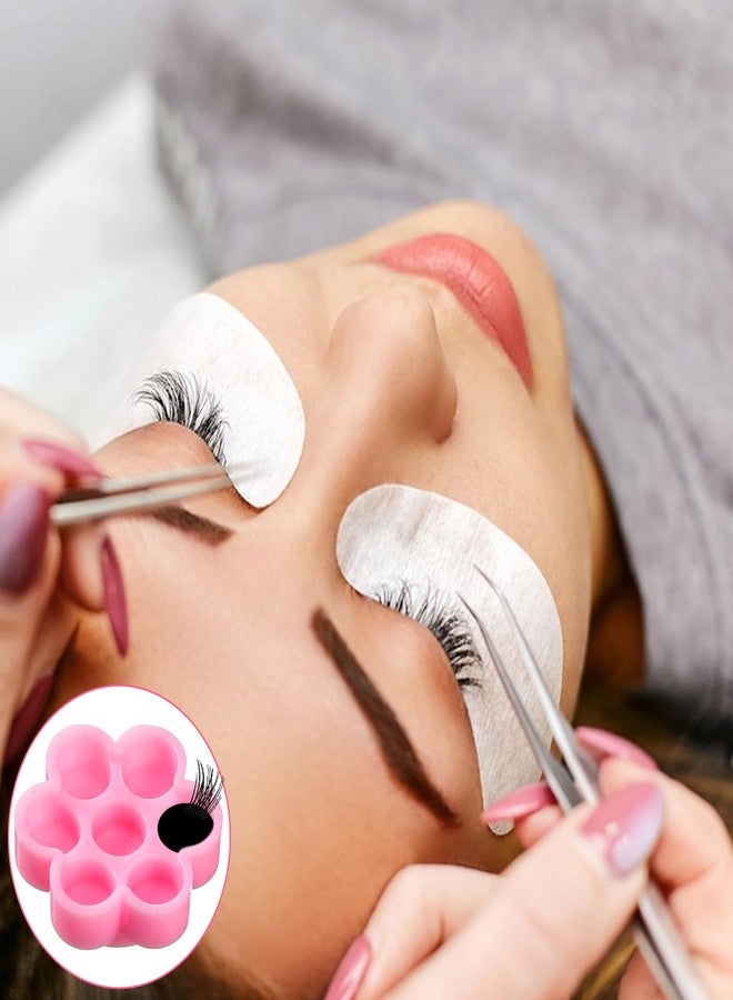 Eldraqth Lash Glue Holder, 300 Pcs Flower Shape Glue Cups for Lash Extensions Pink Eyelash Extension Glued Holder Plastic Glued Pallet Pad for Women Girls Extension Lashing Supply Kit - Image 5
